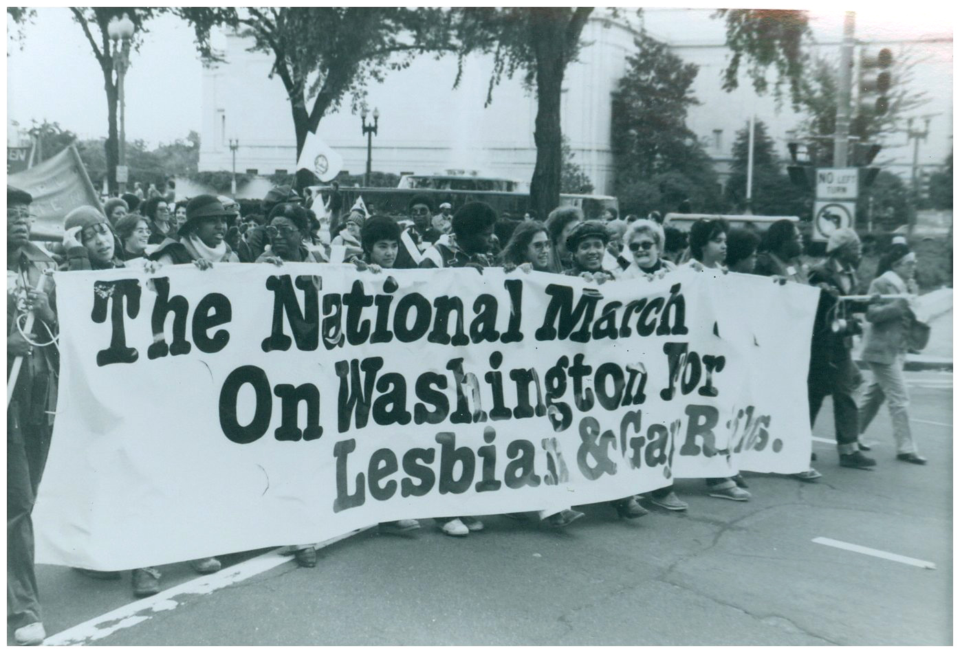 photo showing National March on Washington for Lesbian and Gay Rights, 1979 (Audre Lorde is 6th from right in cap)